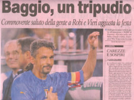 Gazzetta dello sport, una prima pagina dedicata a Roberto Baggio. Mito che ha giocato anche nel Brescia